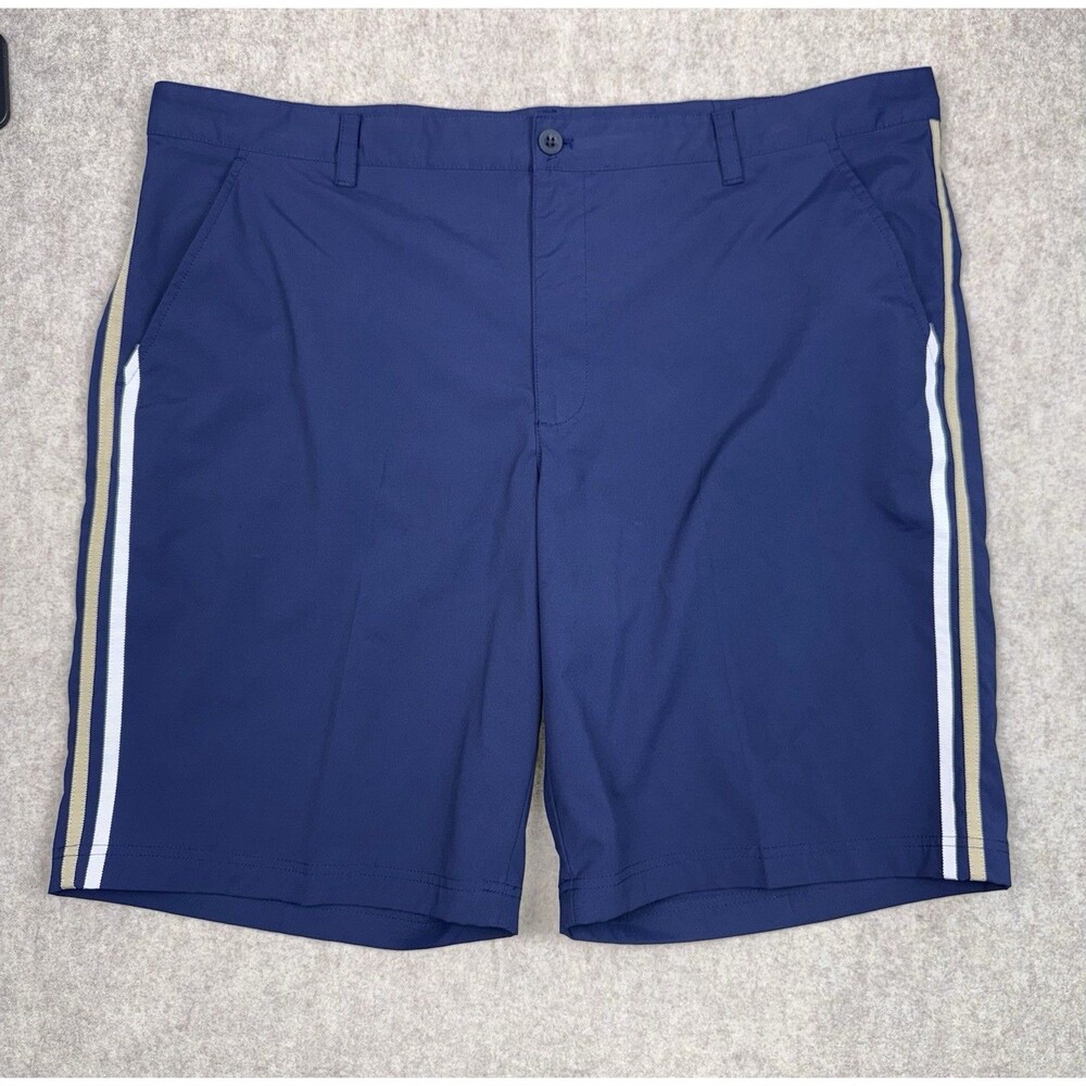 IZOD Men’s Golf Shorts Size 44 Blue Stripes Waist Grip Flat Front